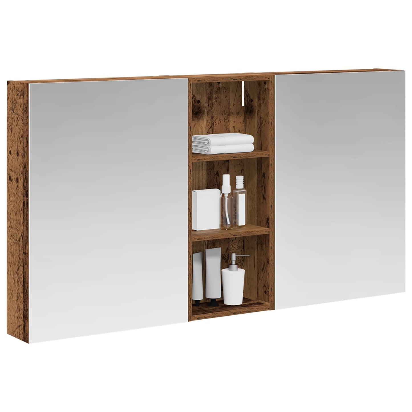 Badkamerkastenset 3 pcs 130 x 14,5 x 70 cm Bewerkt hout