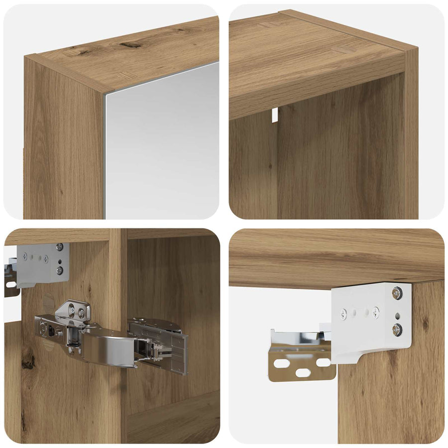 Badkamerkastenset 3 pcs 130 x 14,5 x 70 cm Bewerkt hout