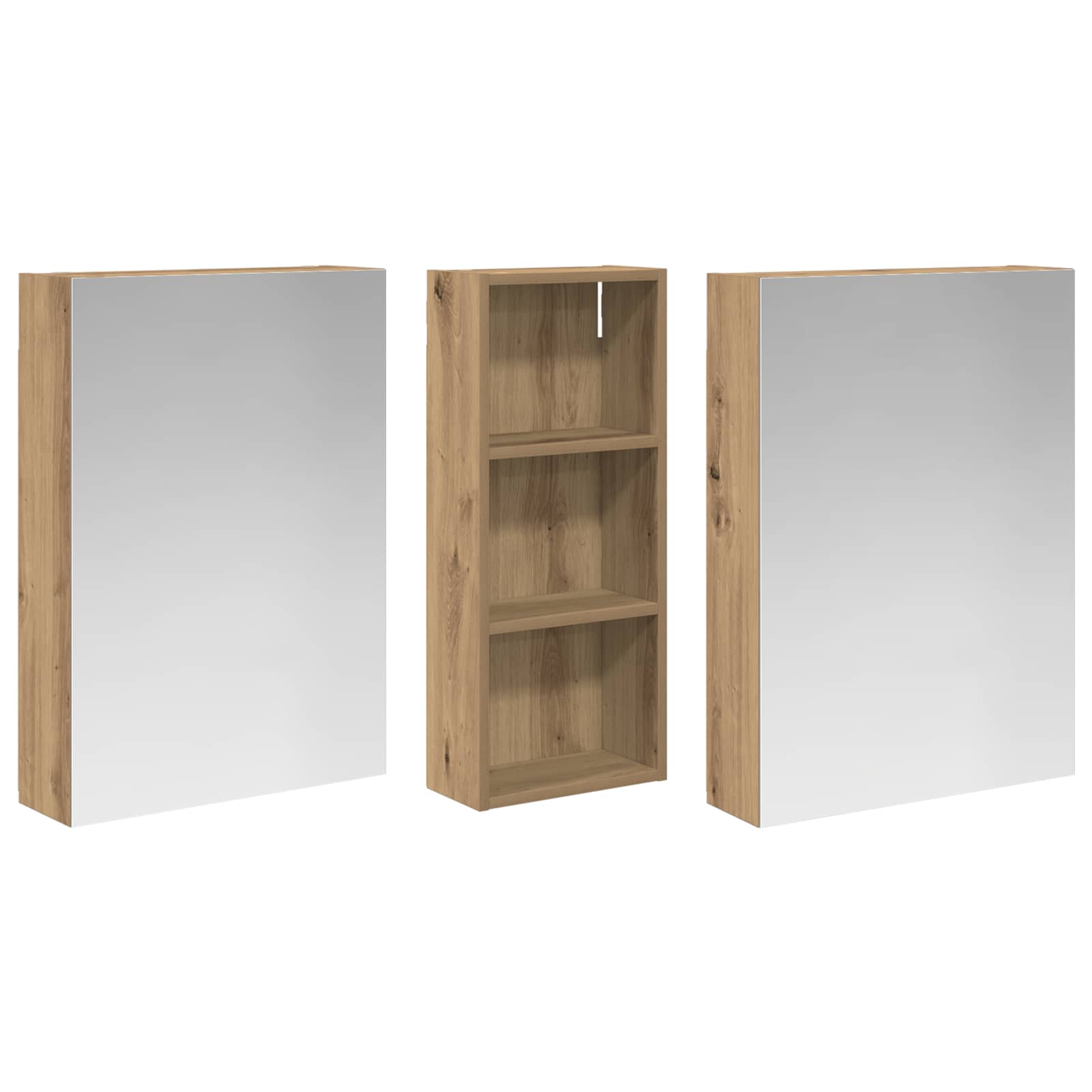 Badkamerkastenset 3 pcs 130 x 14,5 x 70 cm Bewerkt hout