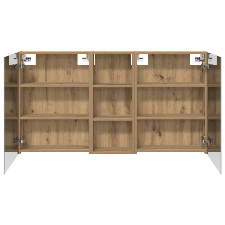 Badkamerkastenset 3 pcs 130 x 14,5 x 70 cm Bewerkt hout