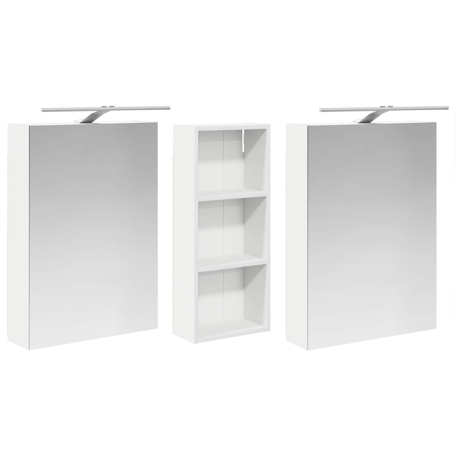Badkamerkastenset 3 pcs 130 x 14,5 x 70 cm Bewerkt hout