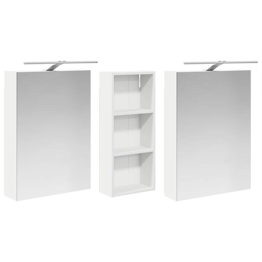 Badkamerkastenset 3 pcs 130 x 14,5 x 70 cm Bewerkt hout