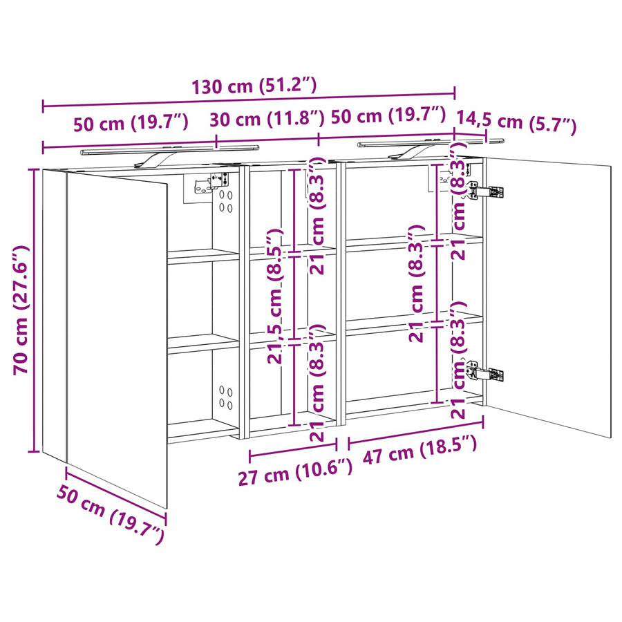 Badkamerkastenset 3 pcs 130 x 14,5 x 70 cm Bewerkt hout