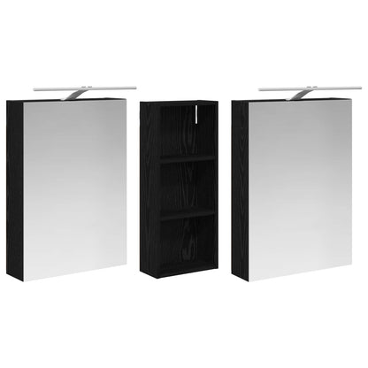 Badkamerkastenset 3 pcs 130 x 14,5 x 70 cm Bewerkt hout