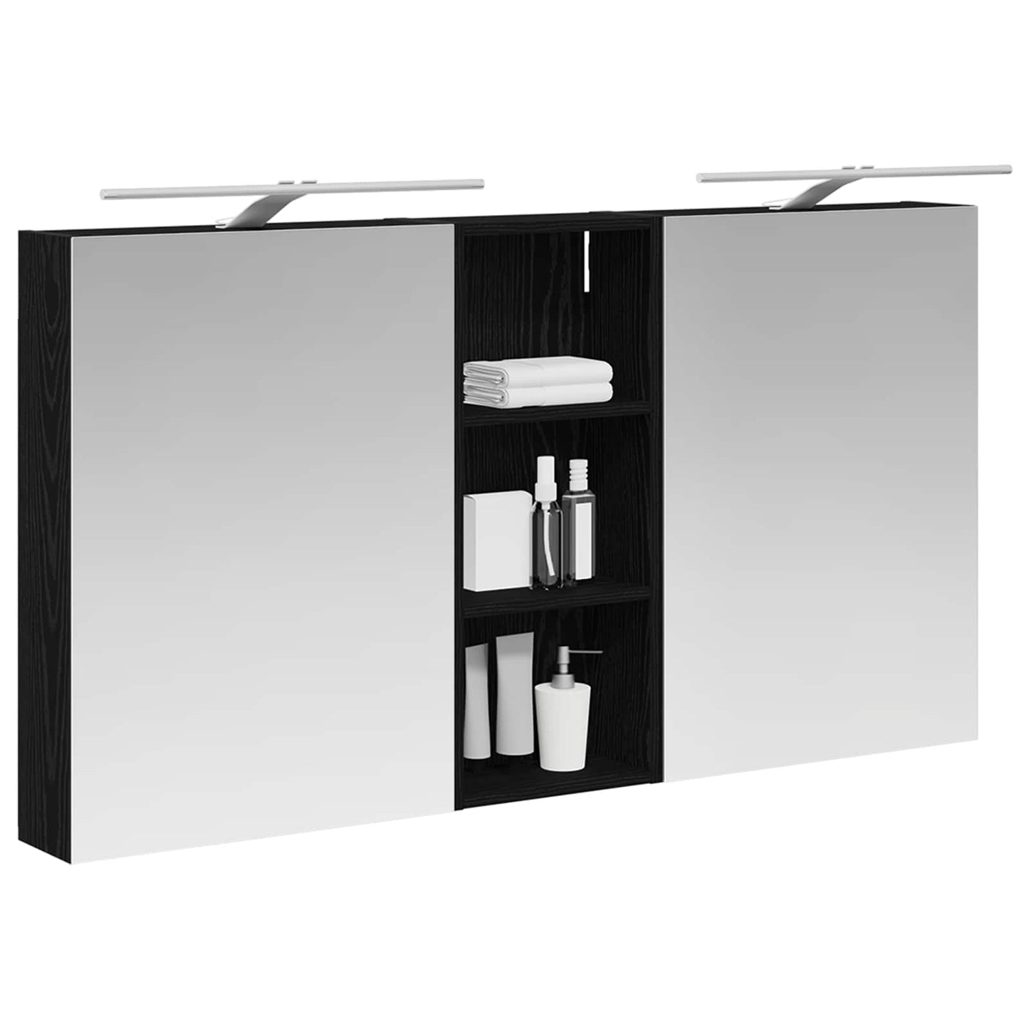 Badkamerkastenset 3 pcs 130 x 14,5 x 70 cm Bewerkt hout