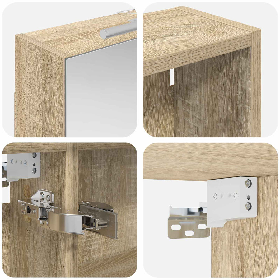 Badkamerkastenset 3 pcs 130 x 14,5 x 70 cm Bewerkt hout
