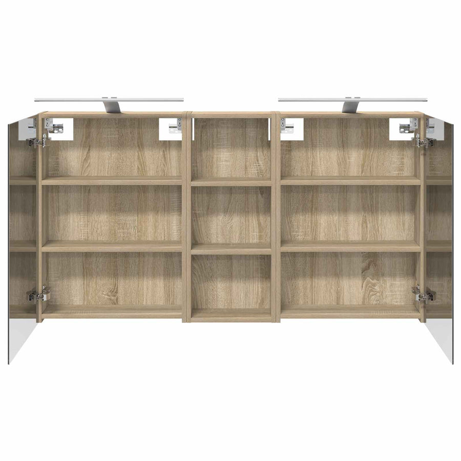 Badkamerkastenset 3 pcs 130 x 14,5 x 70 cm Bewerkt hout