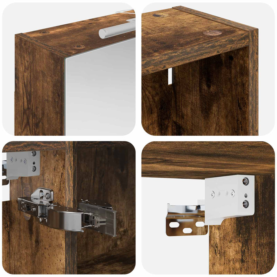Badkamerkastenset 3 pcs 130 x 14,5 x 70 cm Bewerkt hout