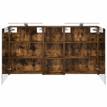 Badkamerkastenset 3 pcs 130 x 14,5 x 70 cm Bewerkt hout