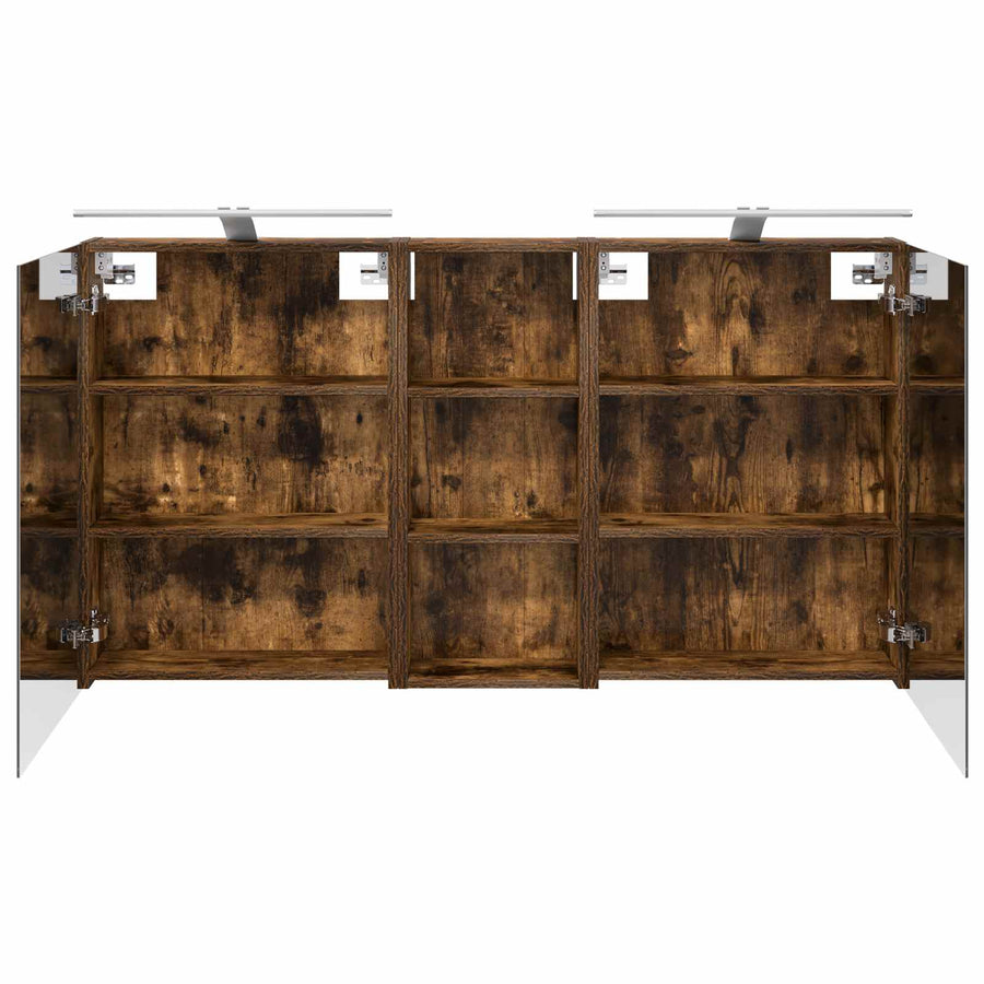 Badkamerkastenset 3 pcs 130 x 14,5 x 70 cm Bewerkt hout