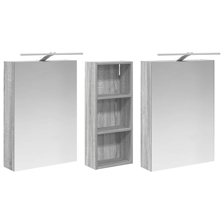 Badkamerkastenset 3 pcs 130 x 14,5 x 70 cm Bewerkt hout