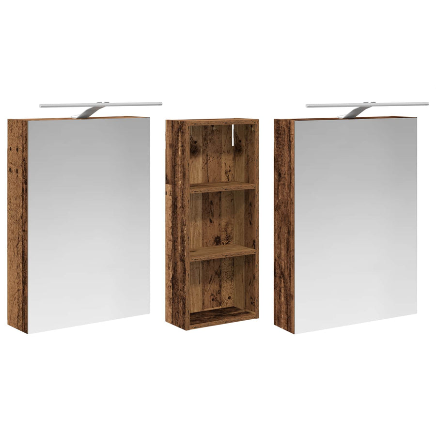 Badkamerkastenset 3 pcs 130 x 14,5 x 70 cm Bewerkt hout
