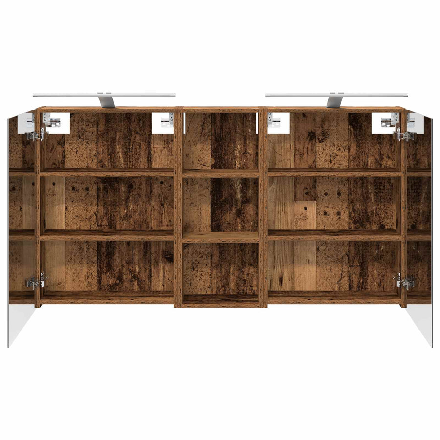 Badkamerkastenset 3 pcs 130 x 14,5 x 70 cm Bewerkt hout