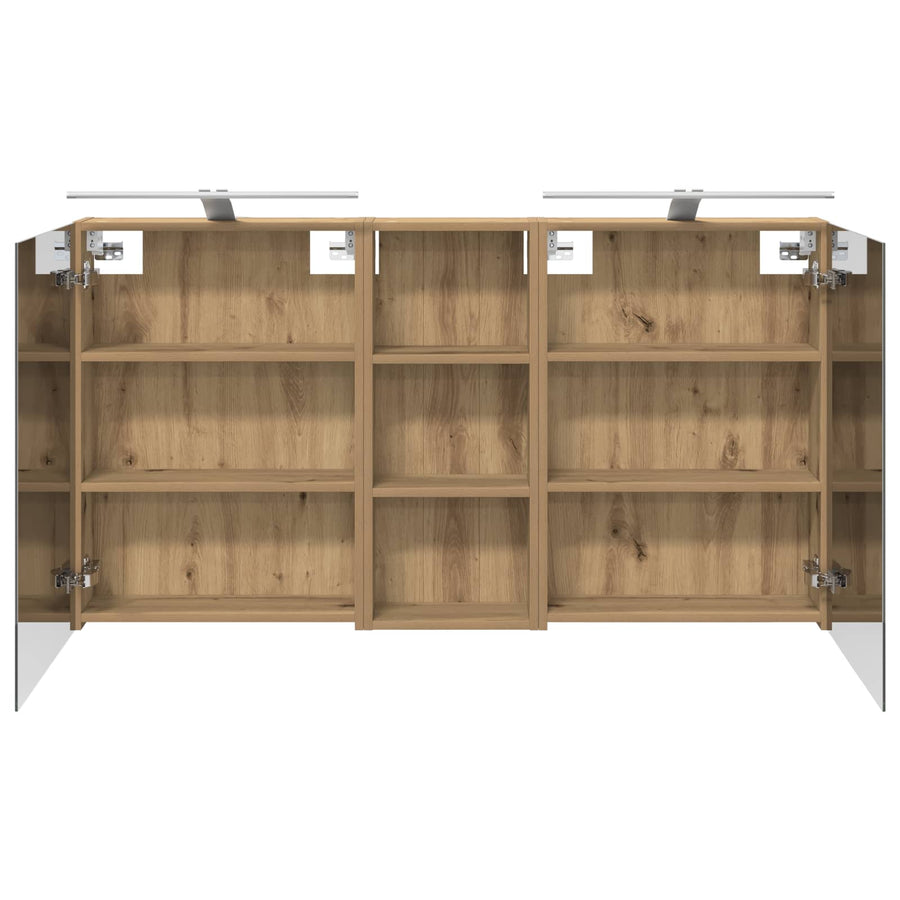 Badkamerkastenset 3 pcs 130 x 14,5 x 70 cm Bewerkt hout