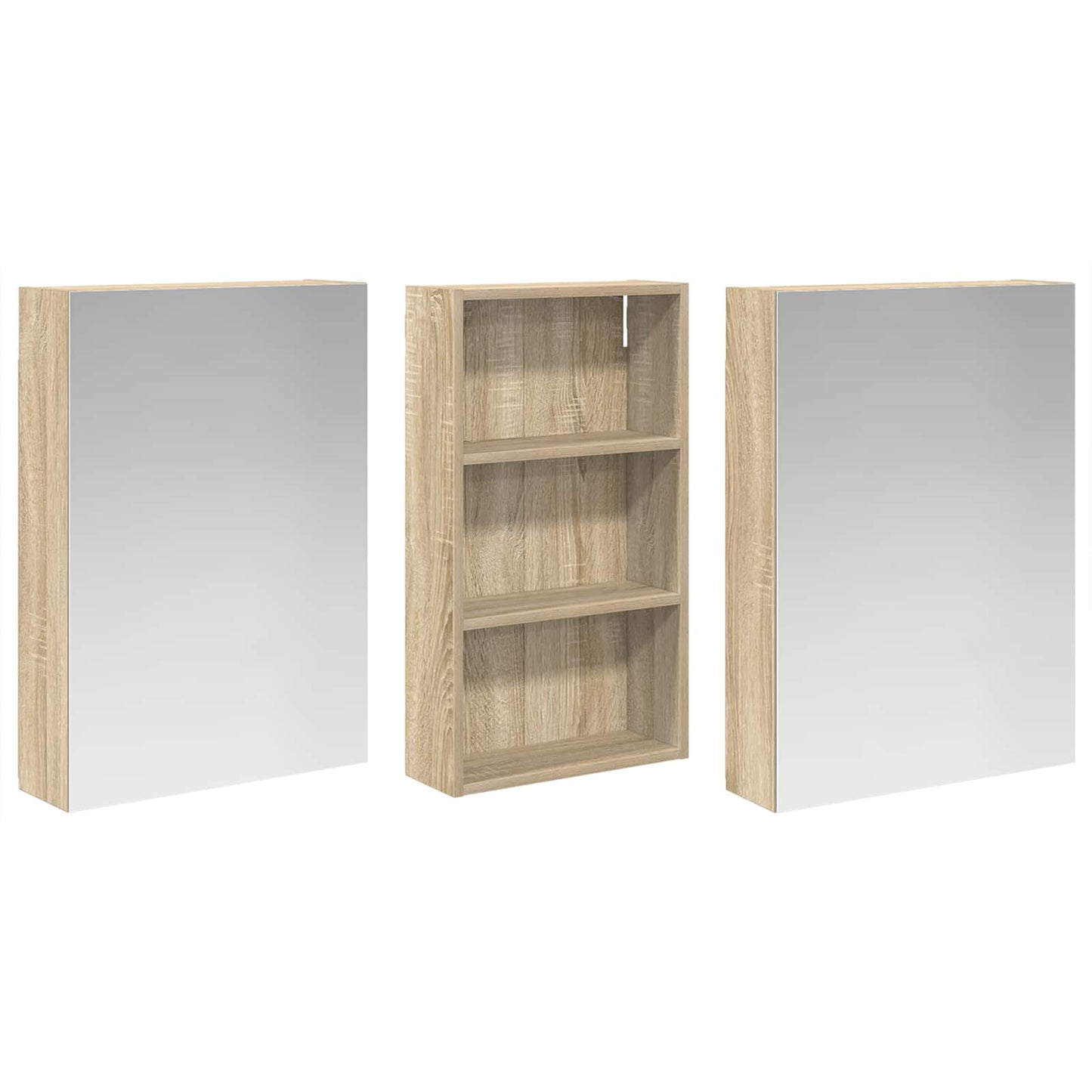 Badkamerkastenset 3 pcs 140 x 14,5 x 70 cm Bewerkt hout