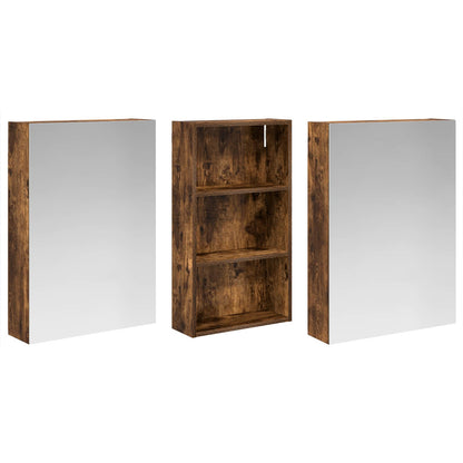 Badkamerkastenset 3 pcs 140 x 14,5 x 70 cm Bewerkt hout