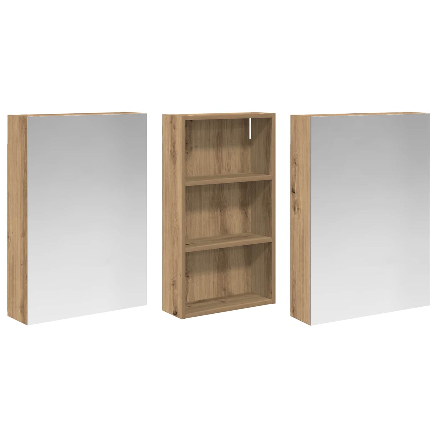 Badkamerkastenset 3 pcs 140 x 14,5 x 70 cm Bewerkt hout