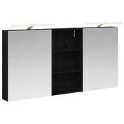 Badkamerkastenset 3-delig 140x14.5x70 cm zwart bewerkt hout
