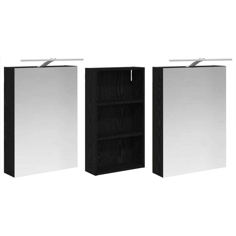 Badkamerkastenset 3 pcs 140 x 14,5 x 70 cm Bewerkt hout