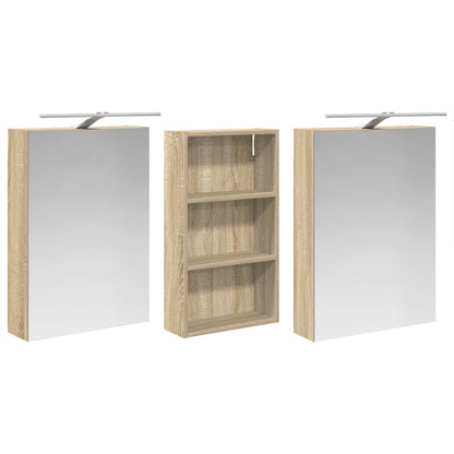 Badkamerkastenset 3 pcs 140 x 14,5 x 70 cm Bewerkt hout