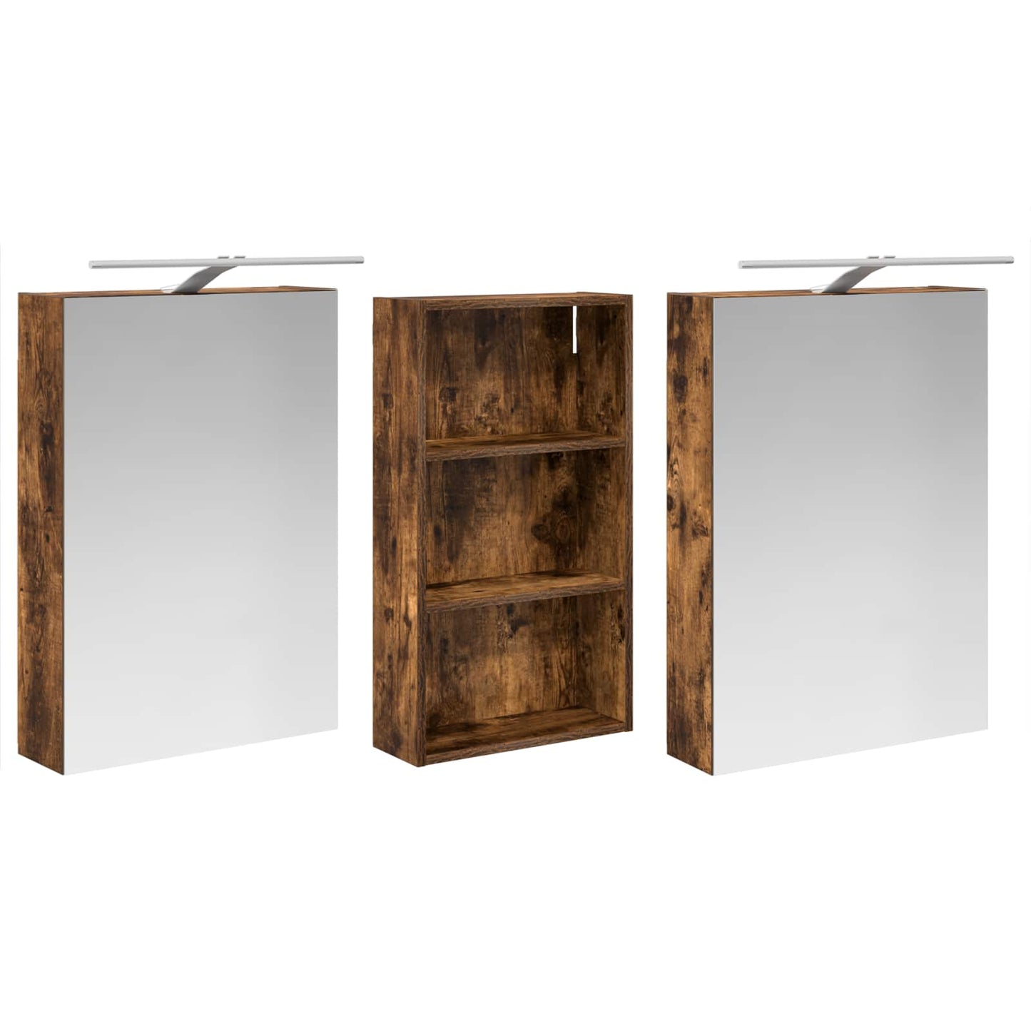 Badkamerkastenset 3 pcs 140 x 14,5 x 70 cm Bewerkt hout