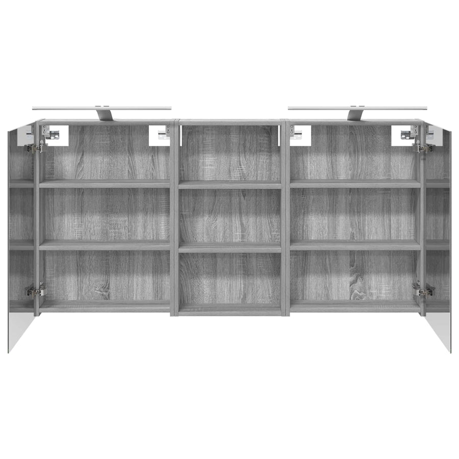 Badkamerkastenset 3 pcs 140 x 14,5 x 70 cm Bewerkt hout