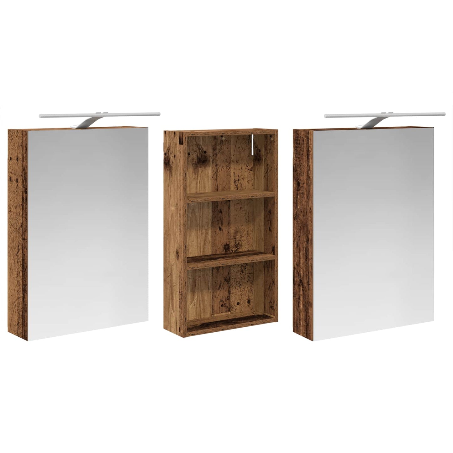 Badkamerkastenset 3 pcs 140 x 14,5 x 70 cm Bewerkt hout