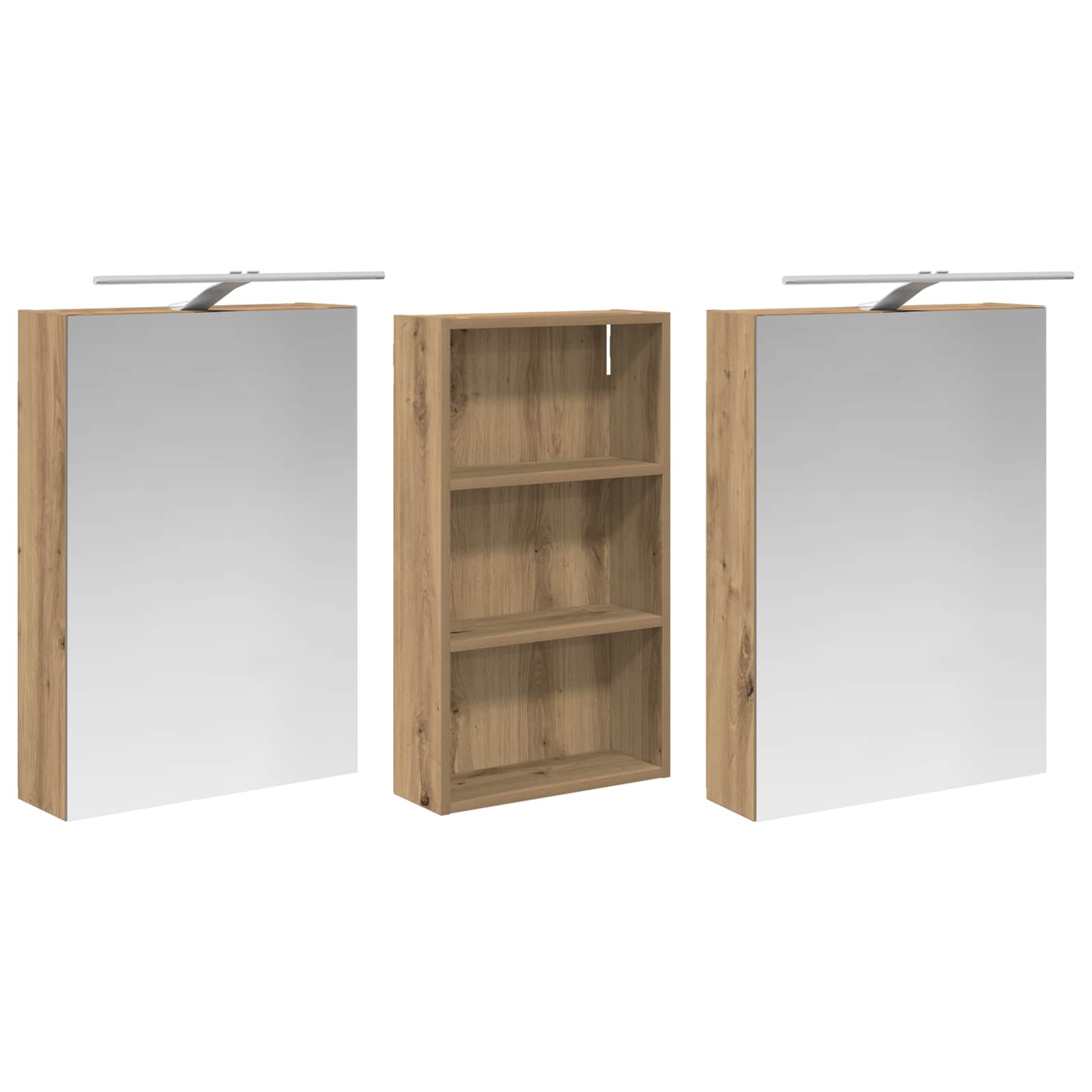 Badkamerkastenset 3 pcs 140 x 14,5 x 70 cm Bewerkt hout