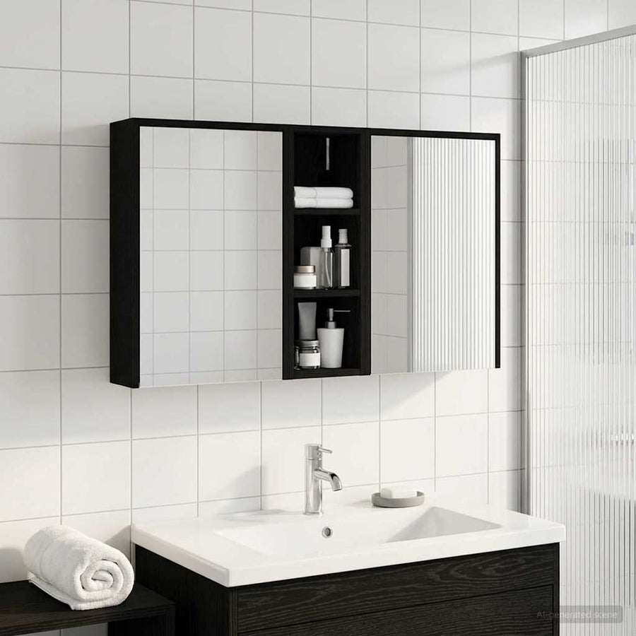 Badkamerkastenset voor 3 pcs 106 x 16 x 62,5 cm Bewerkt hout
