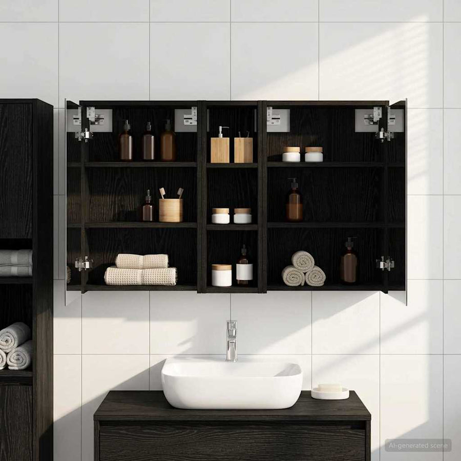Badkamerkastenset voor 3 pcs 106 x 16 x 62,5 cm Bewerkt hout