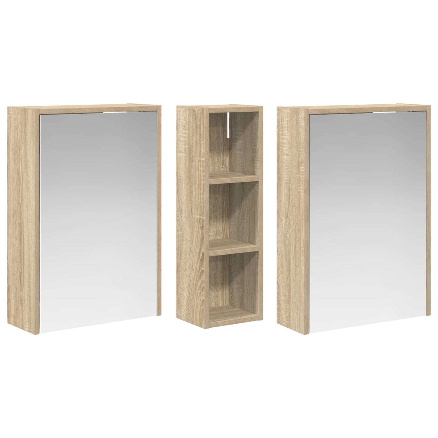 Badkamerkastenset voor 3 pcs 106 x 16 x 62,5 cm Bewerkt hout