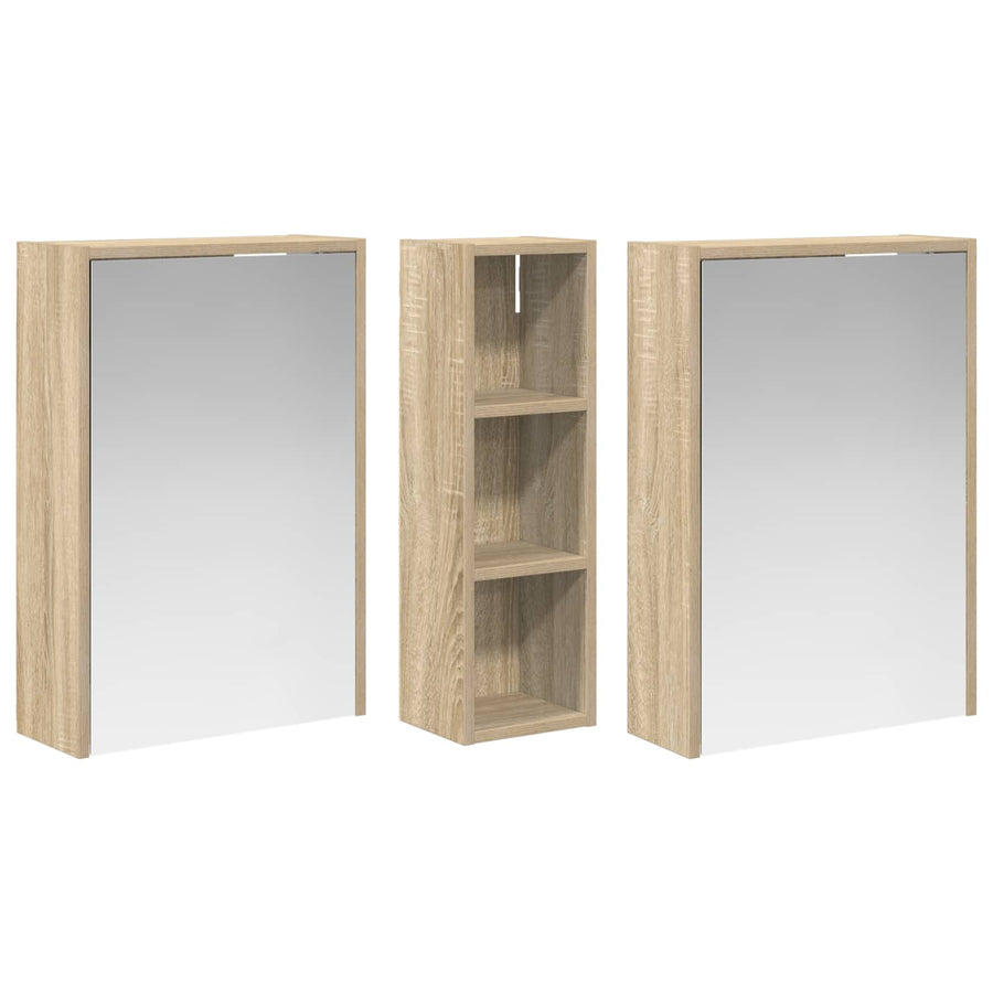 Badkamerkastenset voor 3 pcs 106 x 16 x 62,5 cm Bewerkt hout