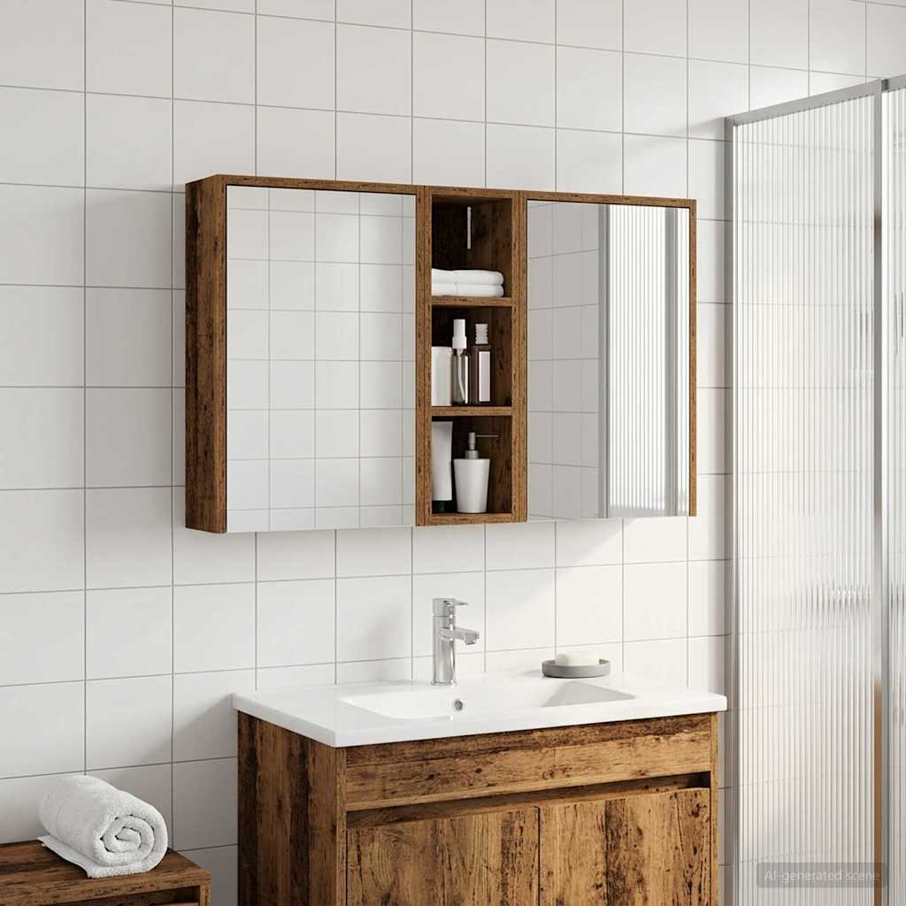 Badkamerkastenset voor 3 pcs 106 x 16 x 62,5 cm Bewerkt hout