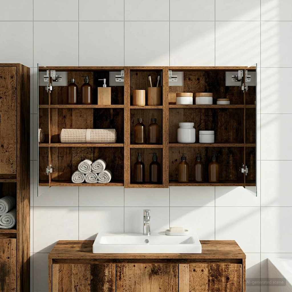 Badkamerkastenset voor 3 pcs 106 x 16 x 62,5 cm Bewerkt hout