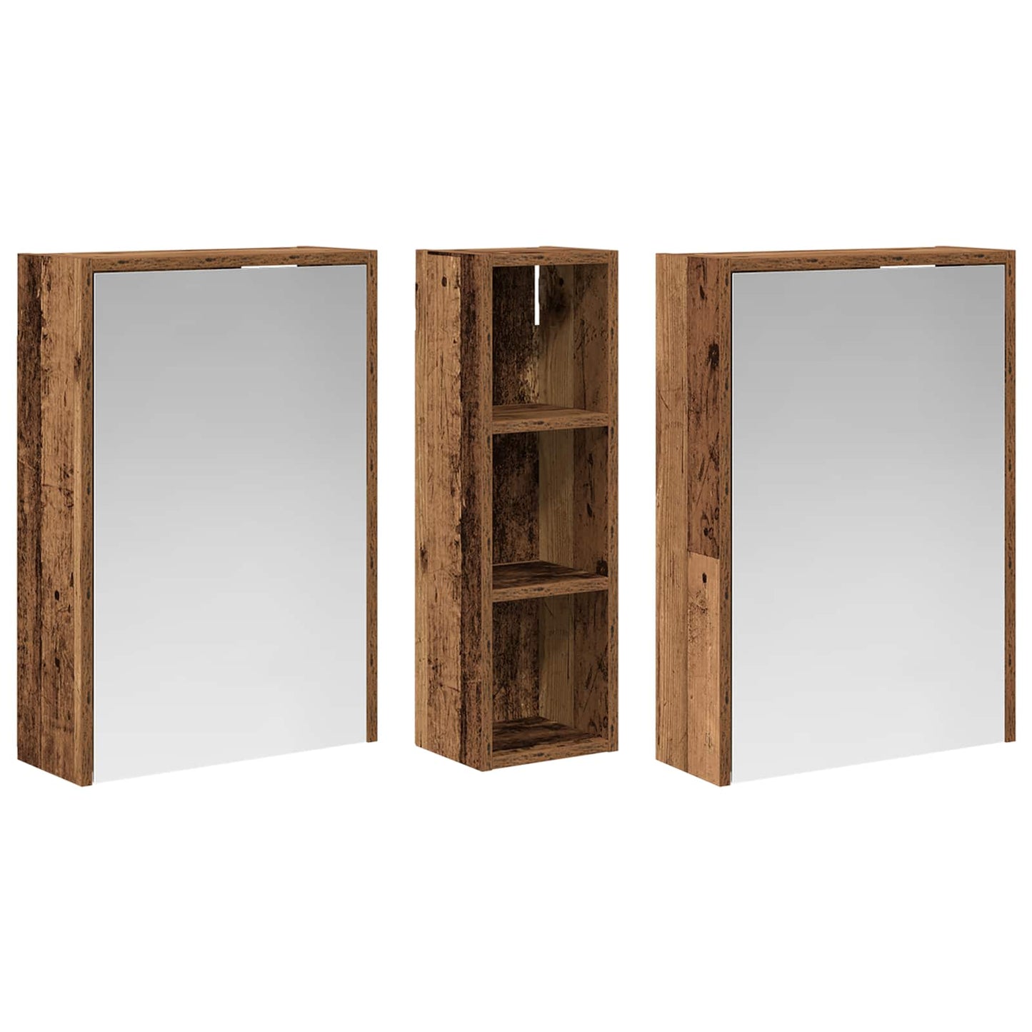 Badkamerkastenset voor 3 pcs 106 x 16 x 62,5 cm Bewerkt hout
