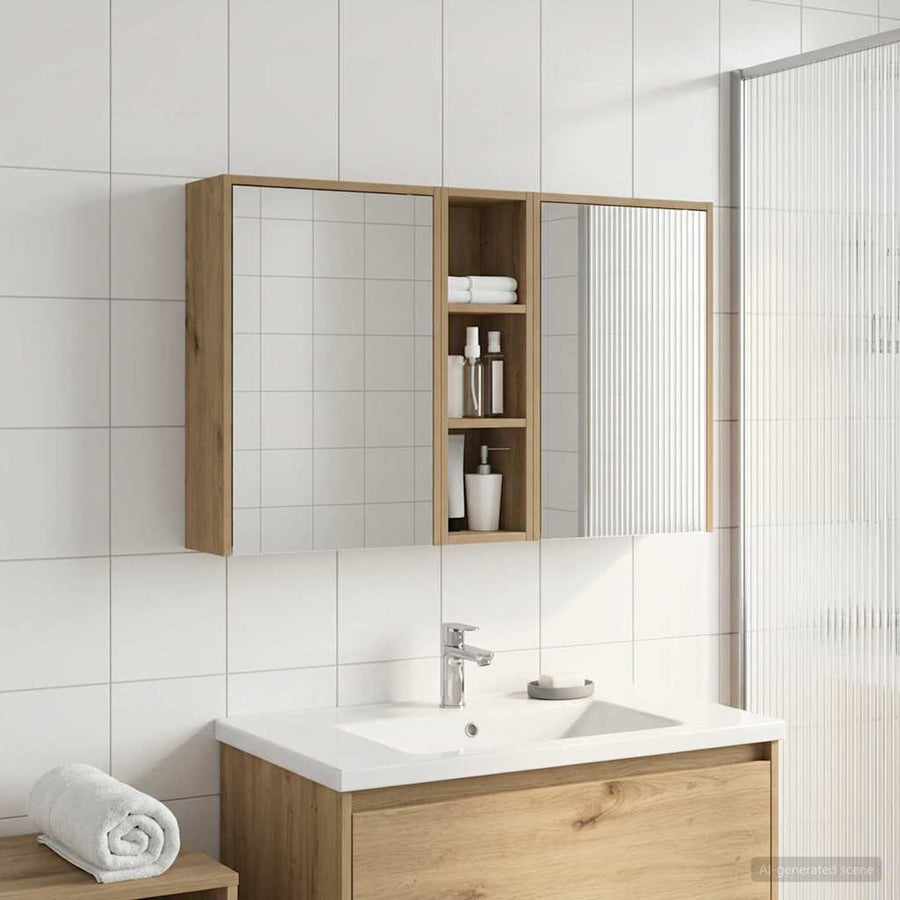Badkamerkastenset voor 3 pcs 106 x 16 x 62,5 cm Bewerkt hout
