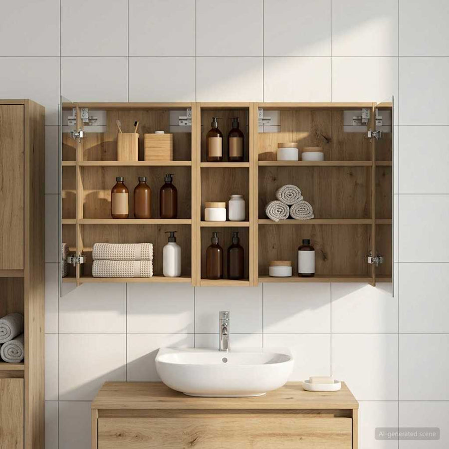 Badkamerkastenset voor 3 pcs 106 x 16 x 62,5 cm Bewerkt hout