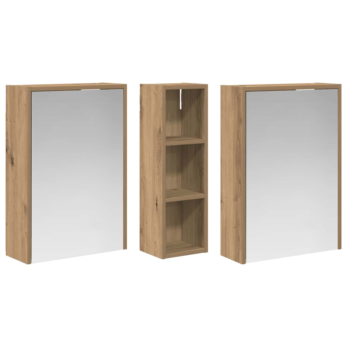 Badkamerkastenset voor 3 pcs 106 x 16 x 62,5 cm Bewerkt hout
