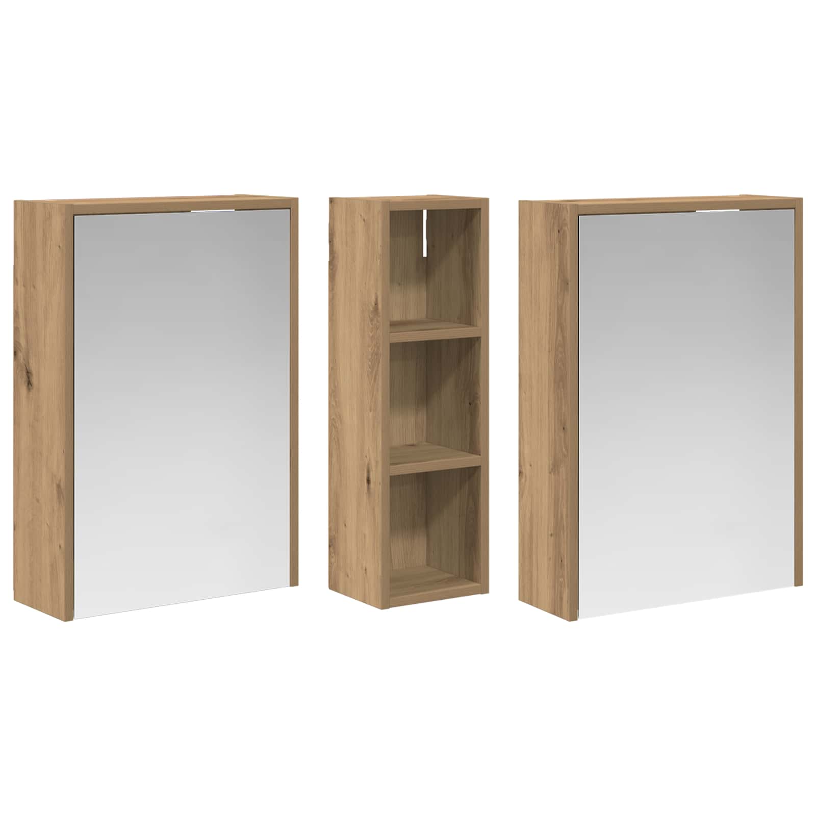 Badkamerkastenset voor 3 pcs 106 x 16 x 62,5 cm Bewerkt hout