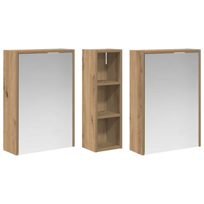 Badkamerkastenset voor 3 pcs 106 x 16 x 62,5 cm Bewerkt hout