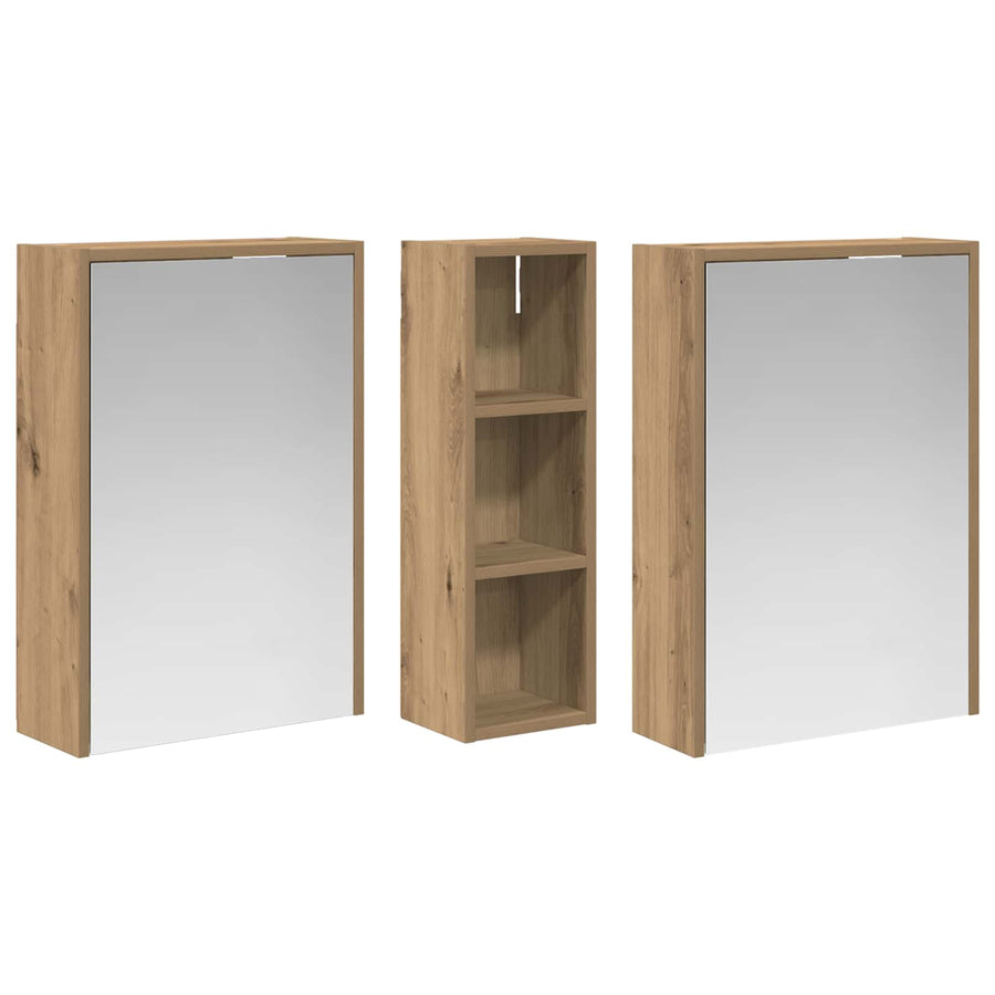 Badkamerkastenset voor 3 pcs 106 x 16 x 62,5 cm Bewerkt hout