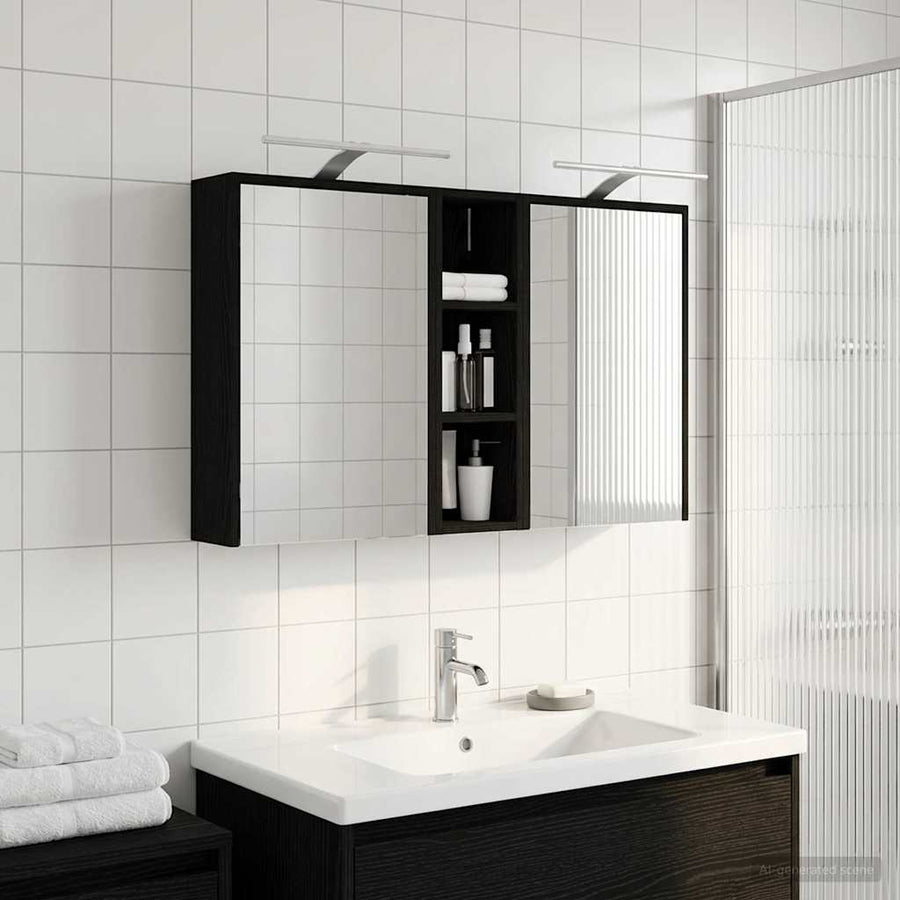 Badkamerkastenset voor 3 pcs 106 x 16 x 62,5 cm Bewerkt hout