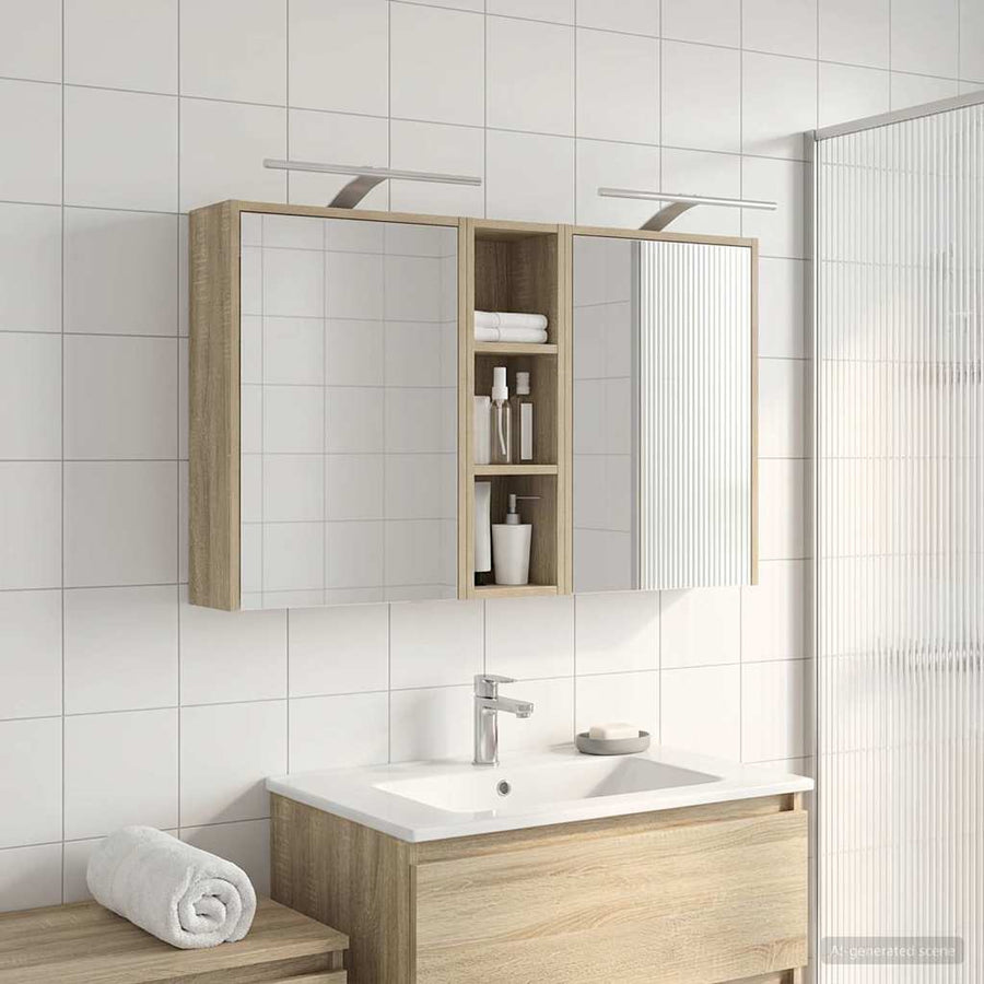 Badkamerkastenset voor 3 pcs 106 x 16 x 62,5 cm Bewerkt hout