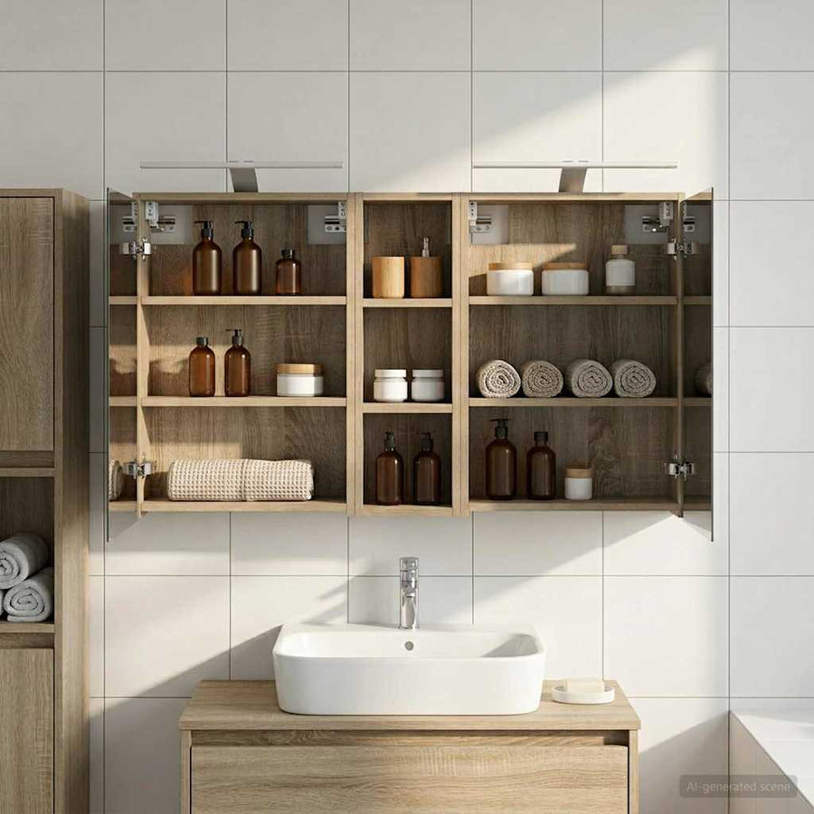 Badkamerkastenset voor 3 pcs 106 x 16 x 62,5 cm Bewerkt hout