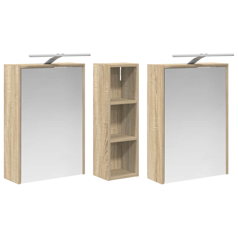 Badkamerkastenset voor 3 pcs 106 x 16 x 62,5 cm Bewerkt hout