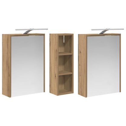 Badkamerkastenset voor 3 pcs 106 x 16 x 62,5 cm Bewerkt hout
