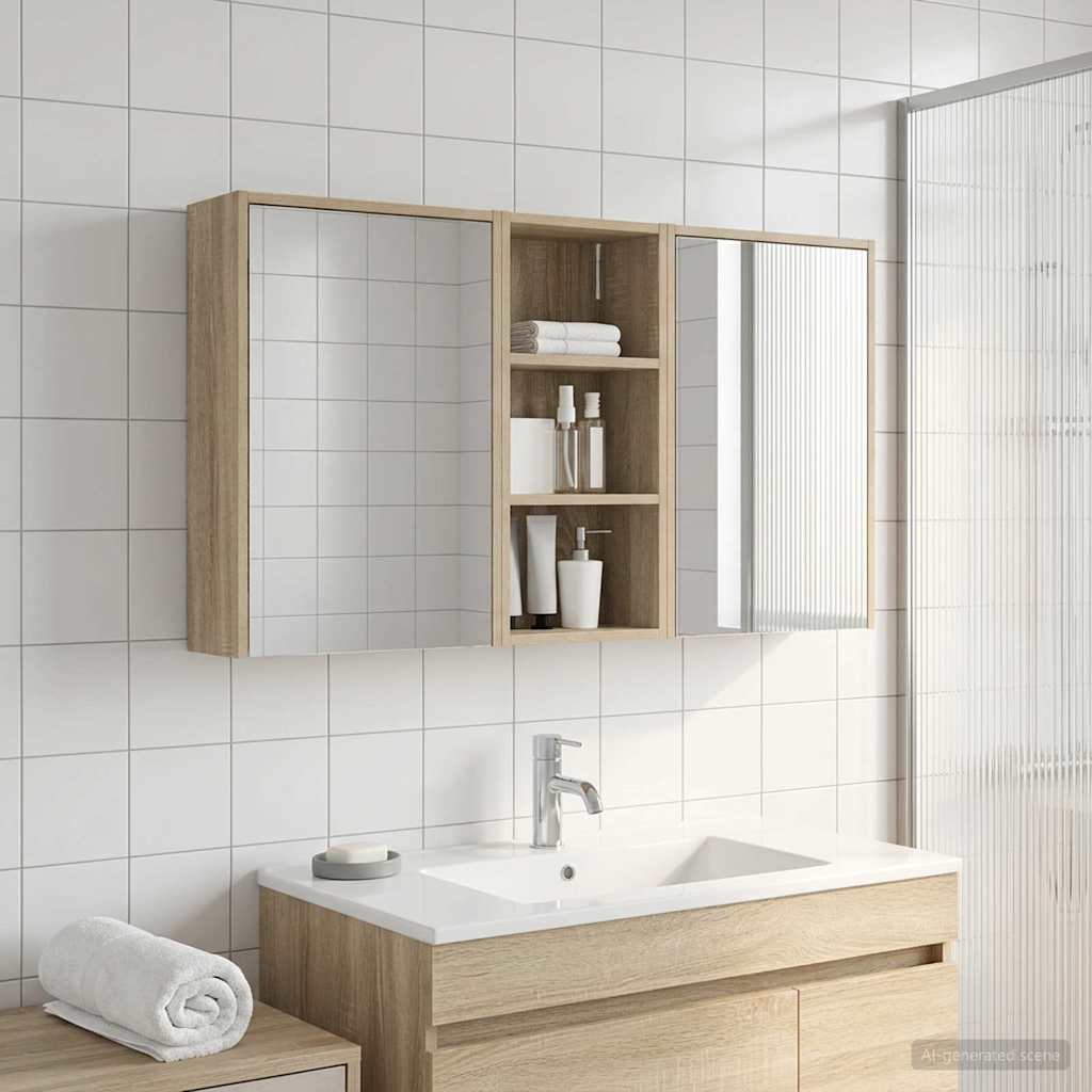 Badkamerkastenset voor 3 pcs 116 x 16 x 62,5 cm Bewerkt hout
