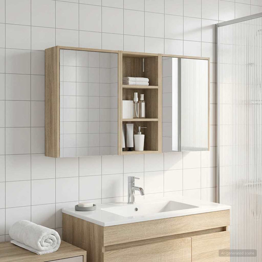 Badkamerkastenset voor 3 pcs 116 x 16 x 62,5 cm Bewerkt hout