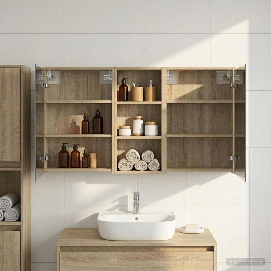 Badkamerkastenset voor 3 pcs 116 x 16 x 62,5 cm Bewerkt hout
