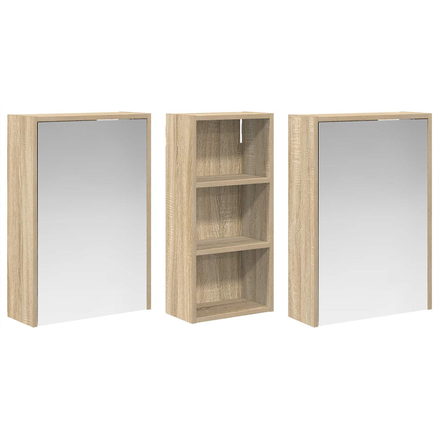 Badkamerkastenset voor 3 pcs 116 x 16 x 62,5 cm Bewerkt hout